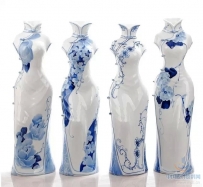 【中国风】美翻了的“青花旗袍”主题瓷器