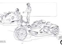 赛车手绘稿效果图+四轮概念摩托汽车